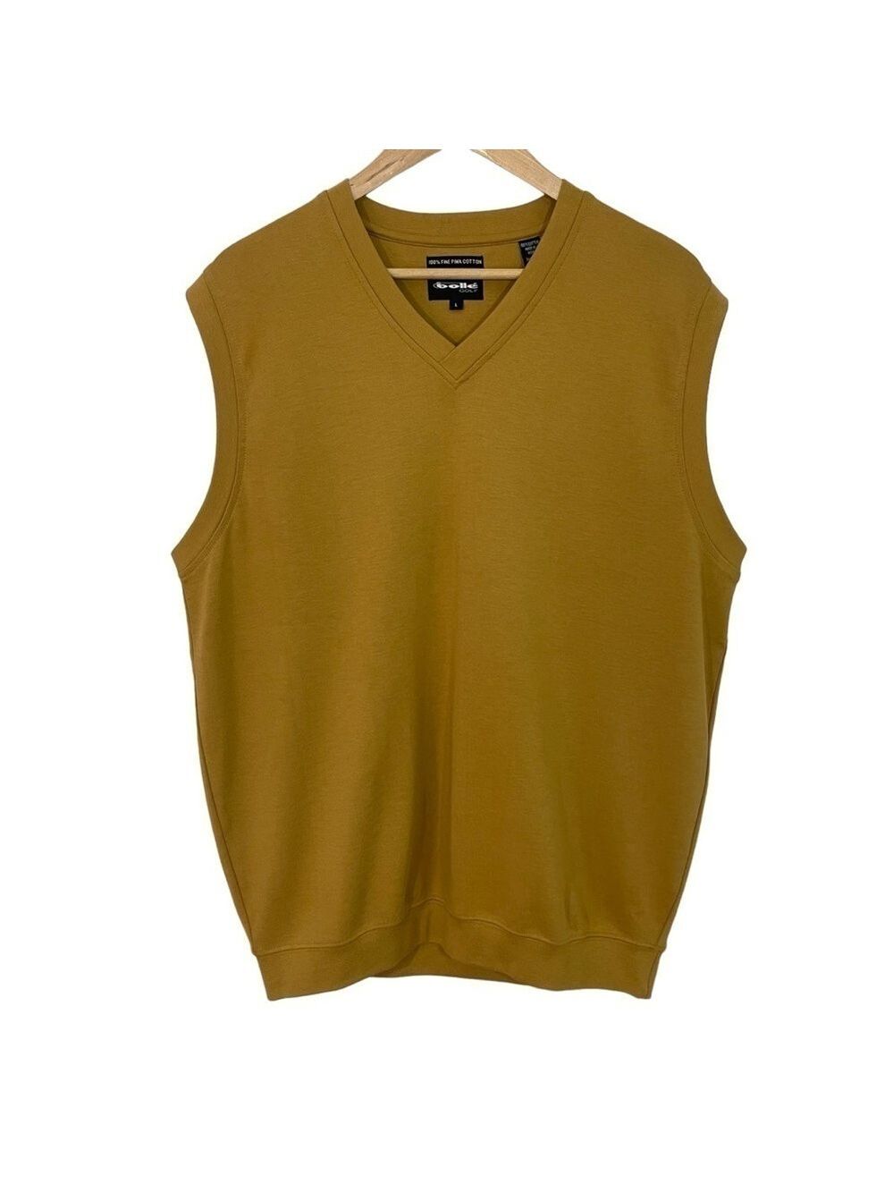 Bolle Golf Pima Cotton Sweatshirt Vest Mens L Mustard Yellow Sleeveless NWOT